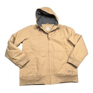 LL Bean Khaki Workwear Jacket with quilted lining Unisex Mens Small Wmns Medium